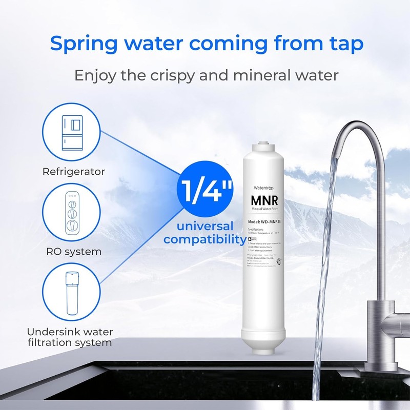 Waterdrop Remineralization Inline Water Filter, 1/4” Quick Connect Post Filter gallery