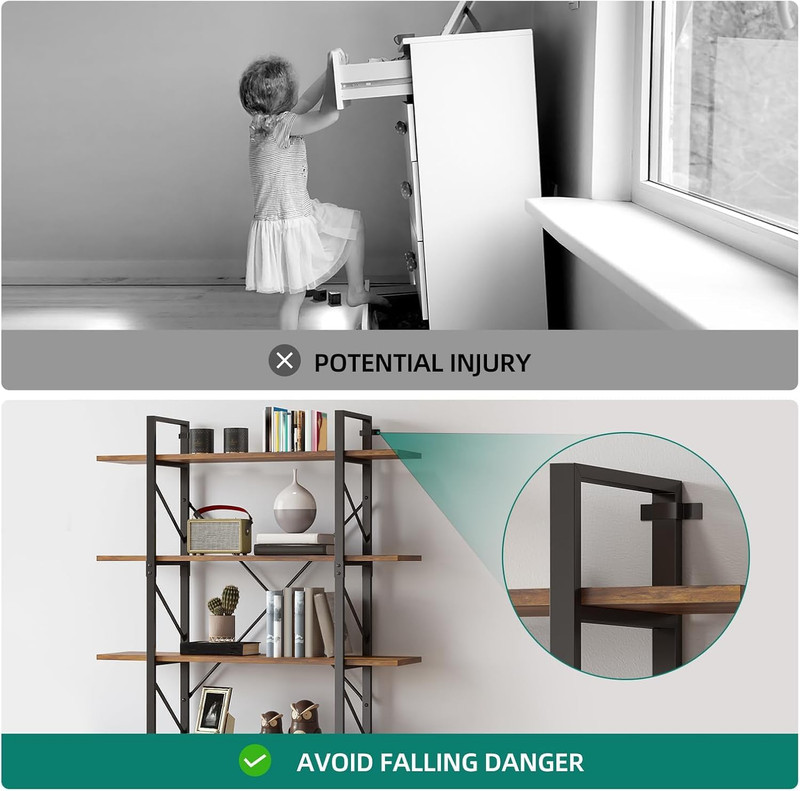 Rustic Industrial 5-Tier Bookshelf - Stylish Storage for Home & Office gallery