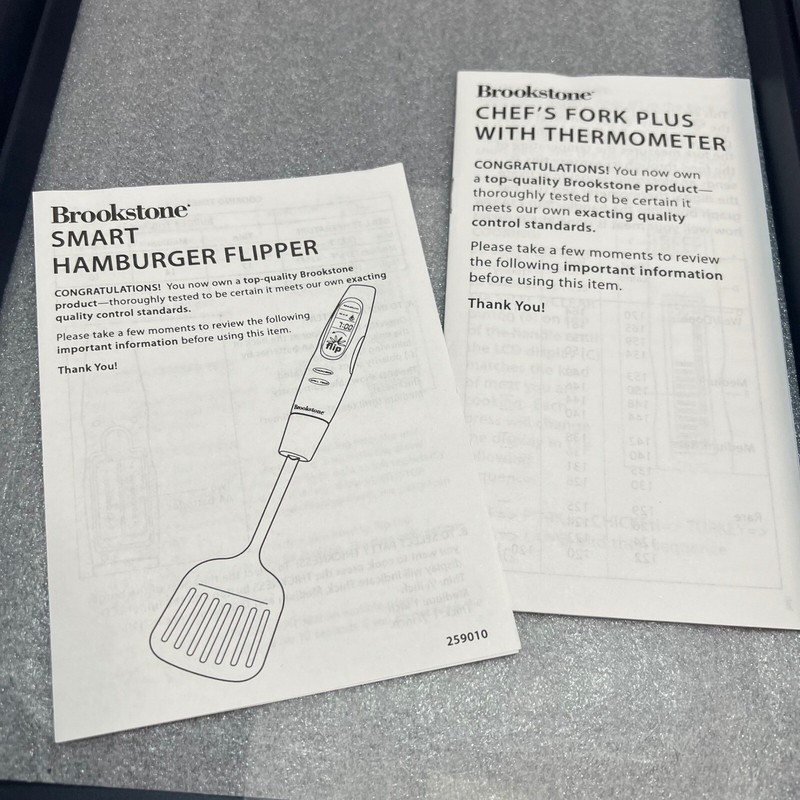 Brookstone BBQ Tool Set Grilling Smart Tools Digital Tongs Thermometer Fipper gallery