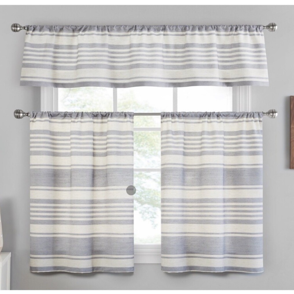 Vue Window Solutions Vinstra Tier Pair in Indigo Curtains 2”x26”x45” Linen Blend gallery