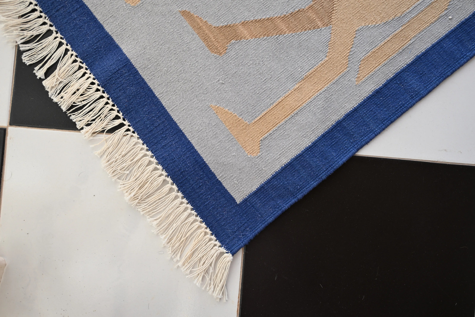 Rugmoda Cotton Blue Gray Animal Rug 2x3 ft Kids Room Nursery Bohemian Dhurrie Ru gallery