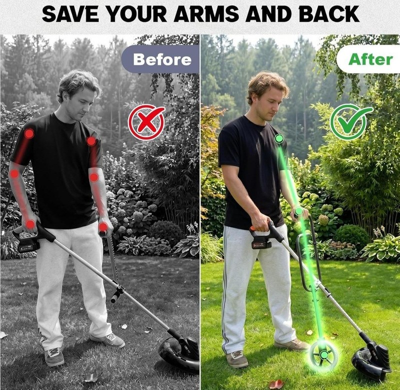 2-in-1 Wheeled String Trimmer Handle Extension 33-37 in Black Aluminum gallery
