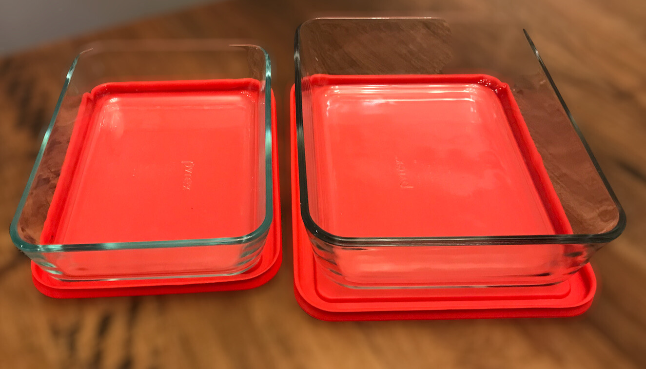 Pyrex Storage Rectangular Baking Storage Dish Container 7211H And 7210 Red Lids gallery