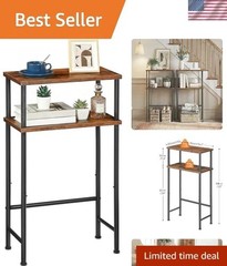 Rustic Brown and Black Console Table – 15.7″ Hallway & Sofa Table with Storage