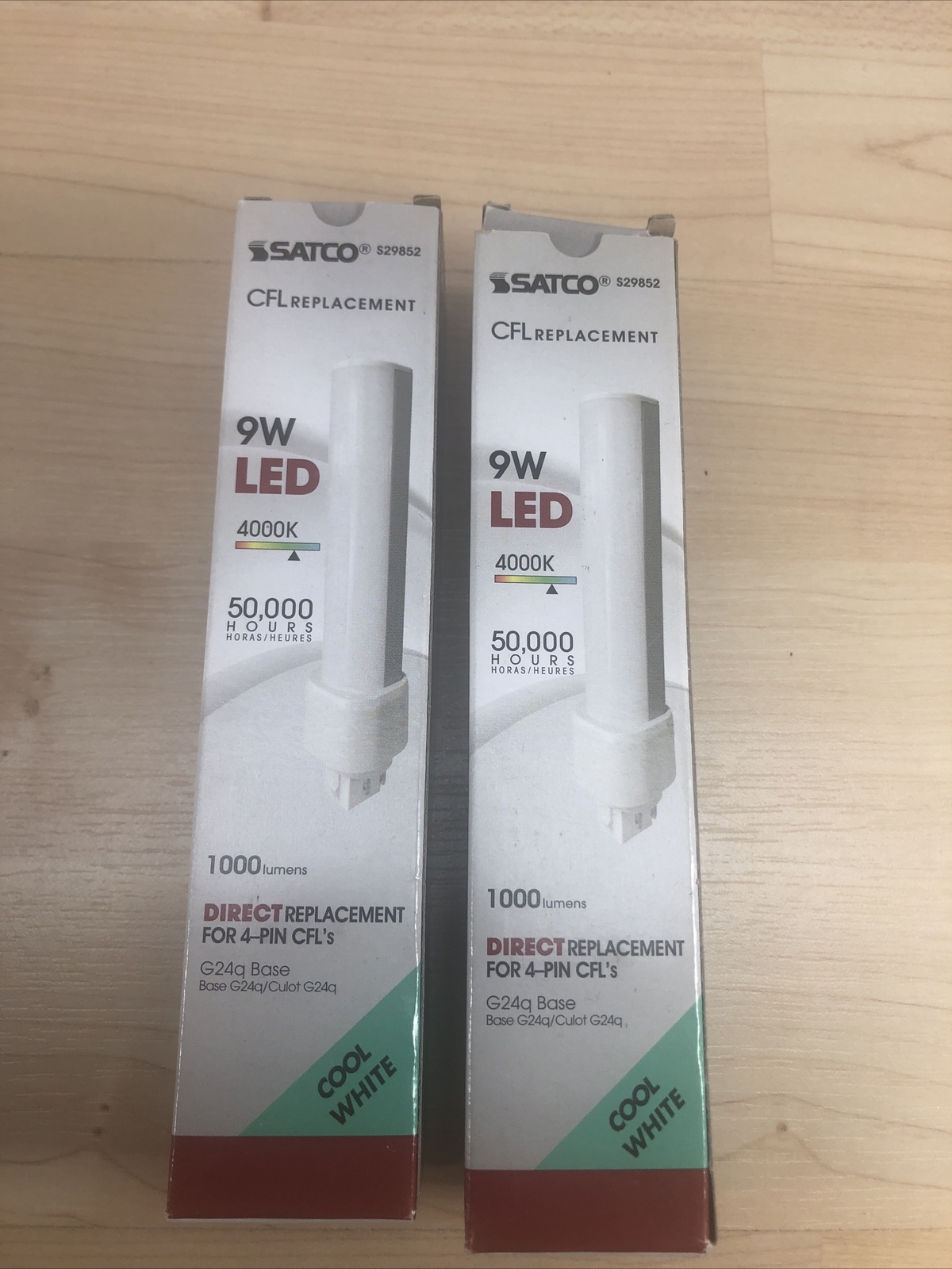 2- 9 Watt LED Replace 4-Pin CFL G24 4000K Cool White Horizontal Lamp S29852 gallery
