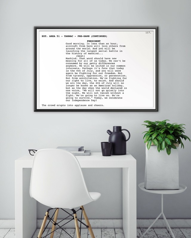 Independence Day Speech Screenplay POSTER! - Movie - Film - Inspirational - Art gallery