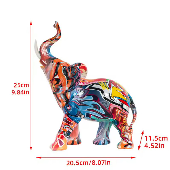 Graffiti Elephant Statue - Modern Street Art Resin Sculpture Colorful Home Decor gallery
