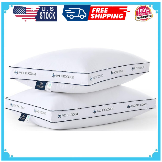 Goose Feather and Down Firm Bed Pillows Standard Size Set of 2 with Gusset, L... gallery