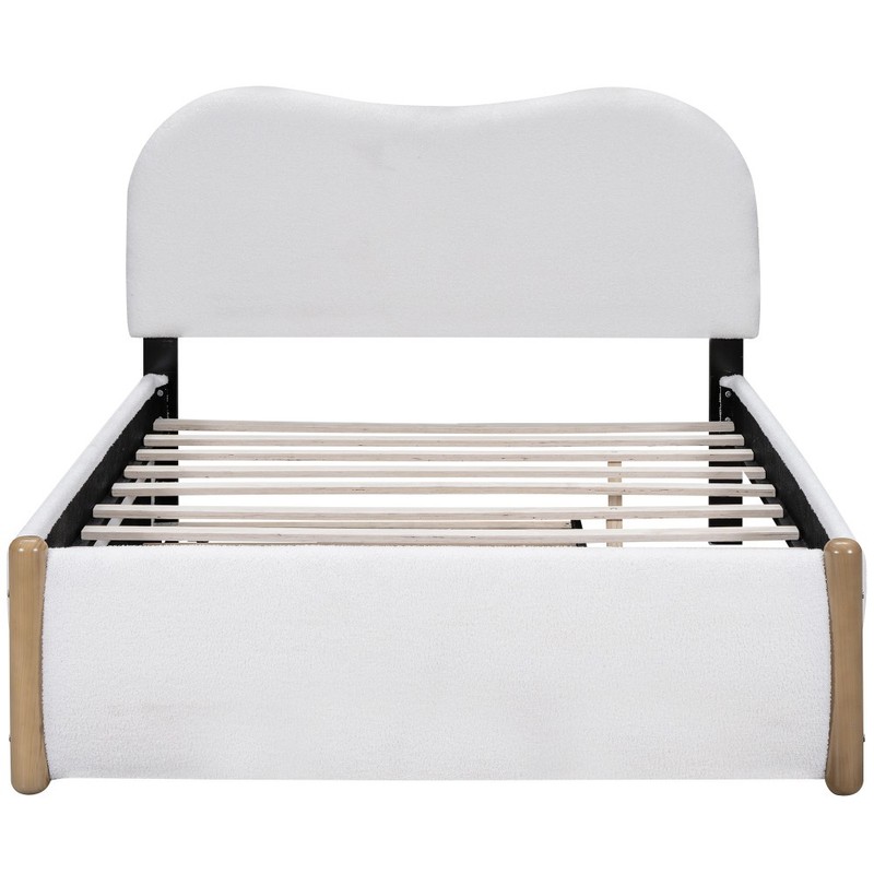 Full Size Upholstered Platform Bed with Wood Supporting Feet and Twin Size gallery