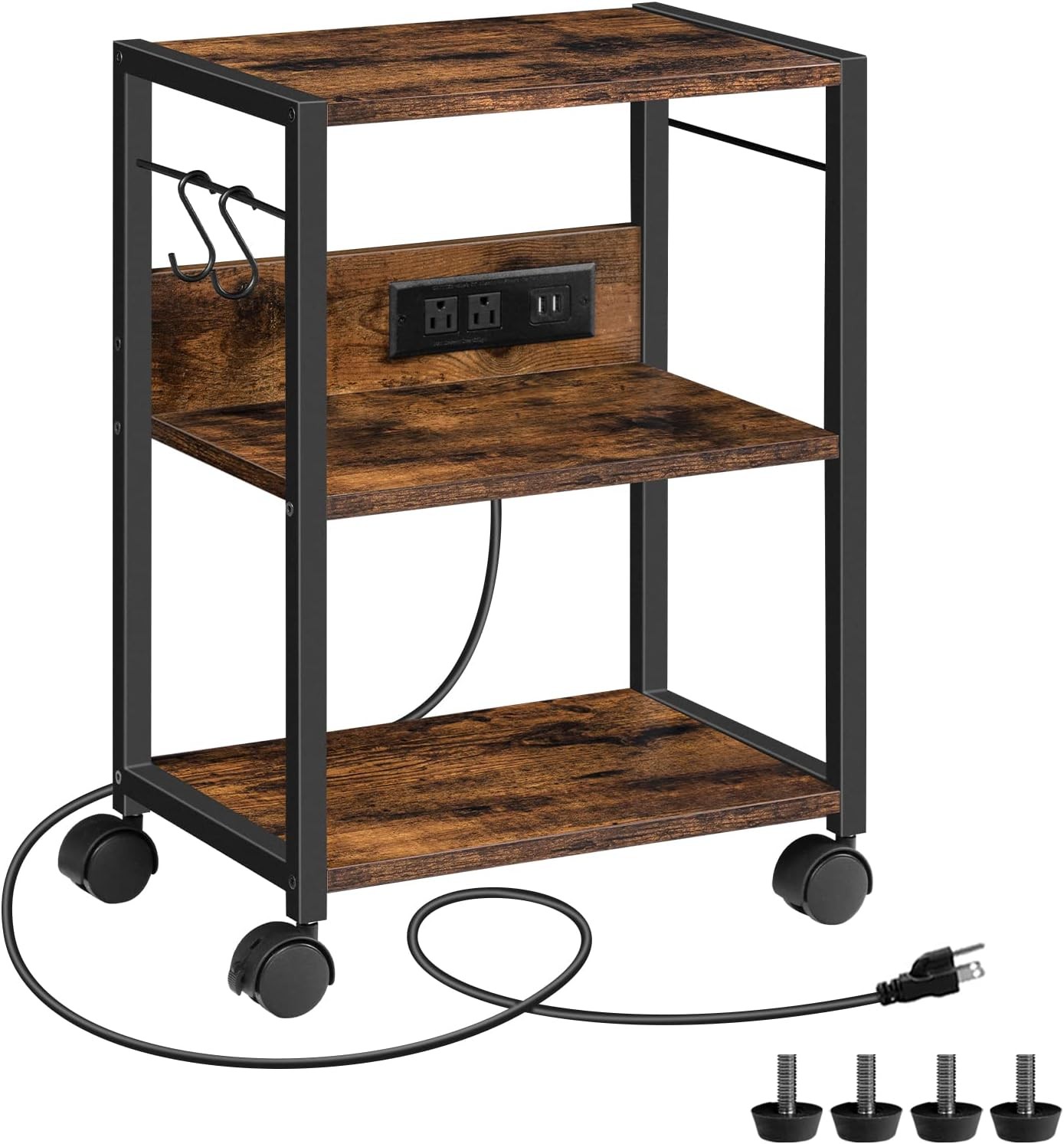 Industrial Printer Cart, 3-Tier Mobile Printer Stand, Rolling Cart with Power gallery