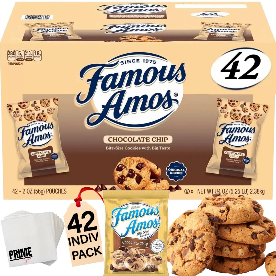 PRIME GRADE Famous Amos Chocolate Chip Cookies, 42ct of 2oz Bags, Bundle Vaule gallery