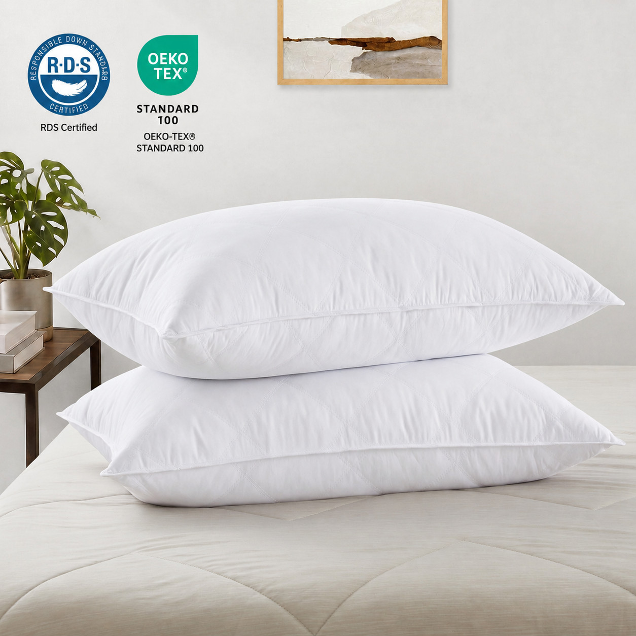 2PCS Goose Down Feather Bed Pillows, King Queen Pillow, Classic or Gusset Pillow gallery