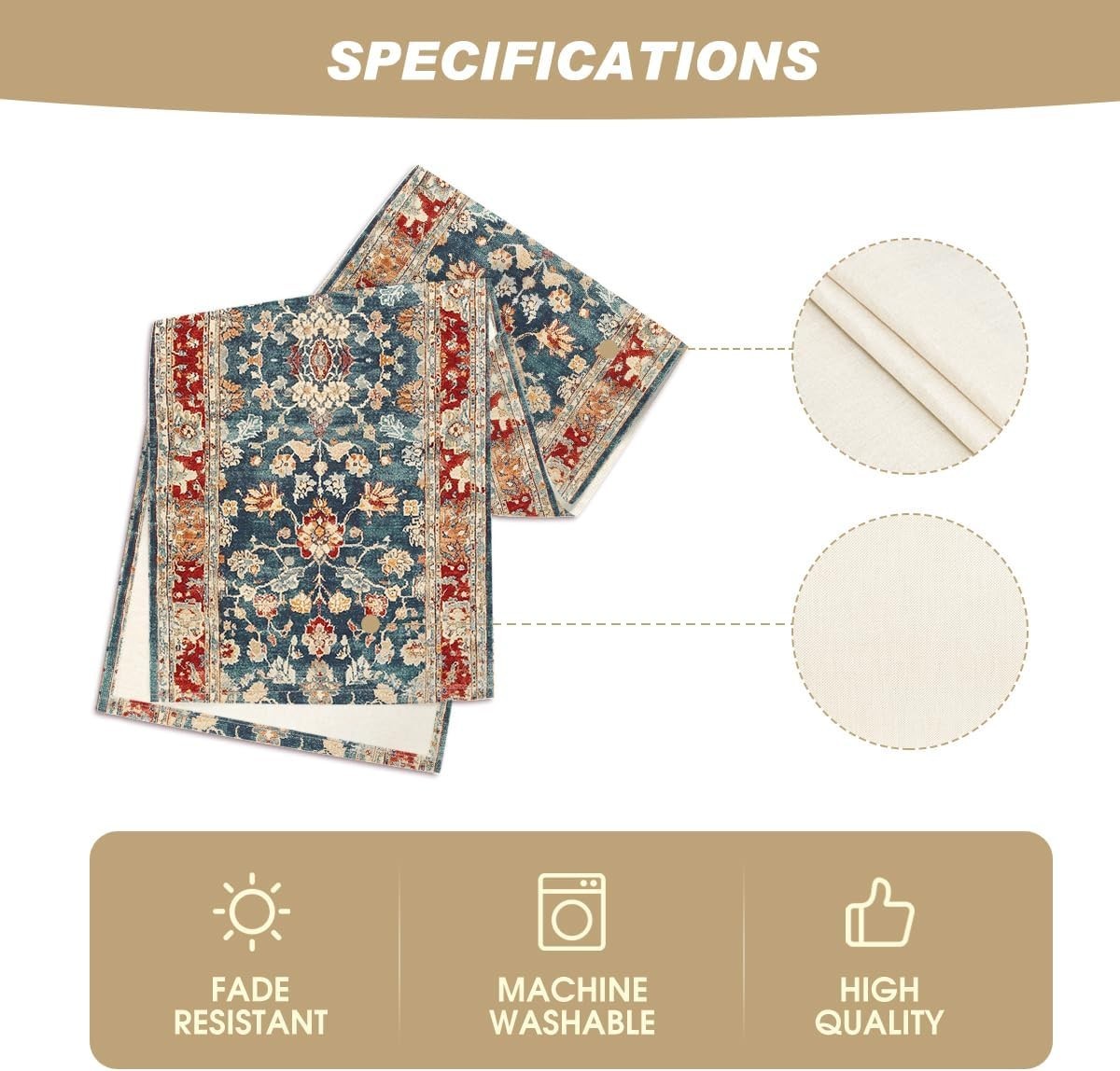 Bohemia Style Boho Table Runner, Seasonal Rustic 13" x 48", Table Runner Red gallery
