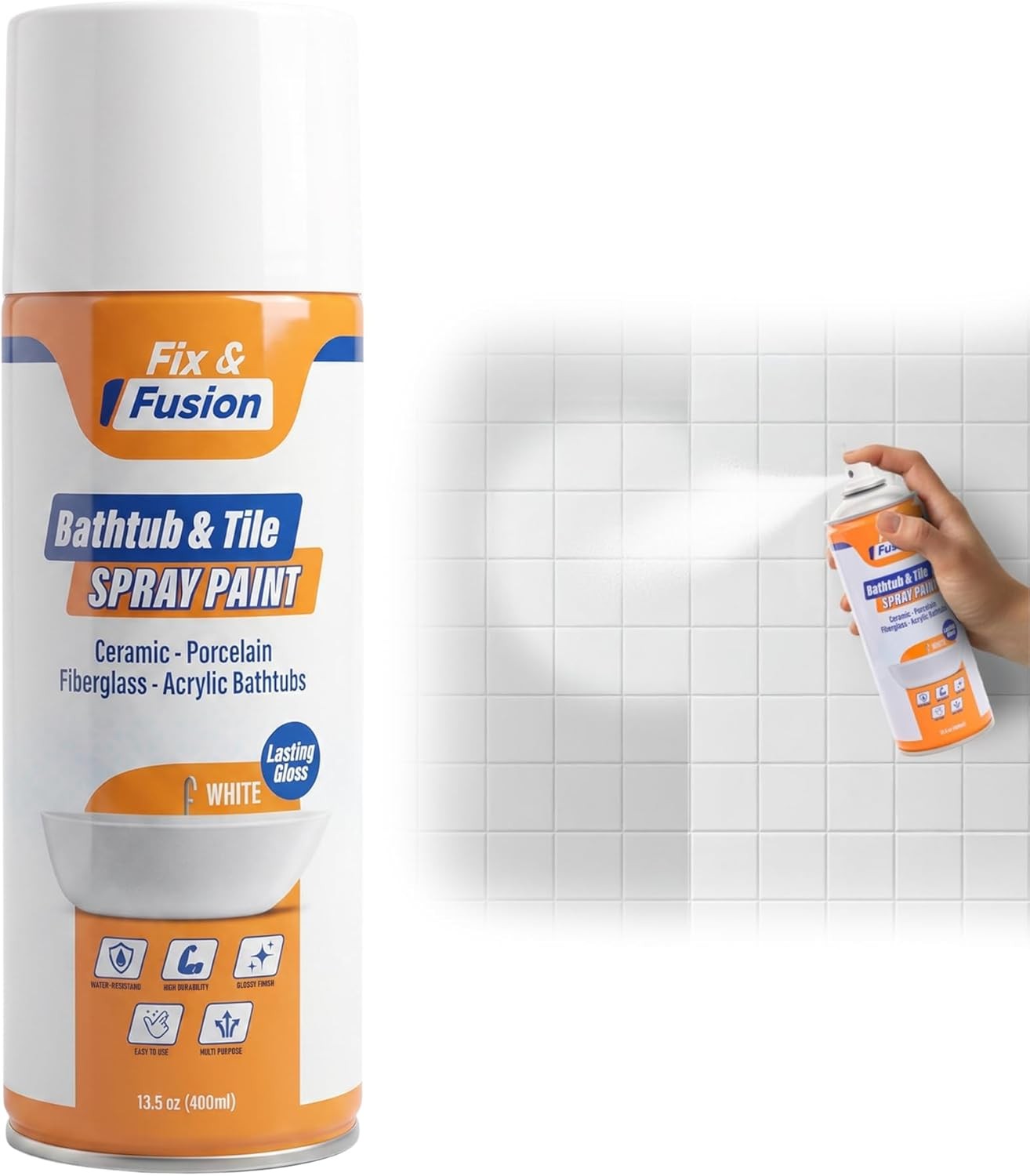FIX & FUSION Bathtub & Tile Spray Paint, High Adhession Water Resistant, 13.5 oz gallery
