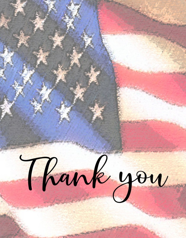 American Flag Custom Note Card Set- 4 1/4 x 5 1/2 in. 10 Boxed Note Cards- 14352
