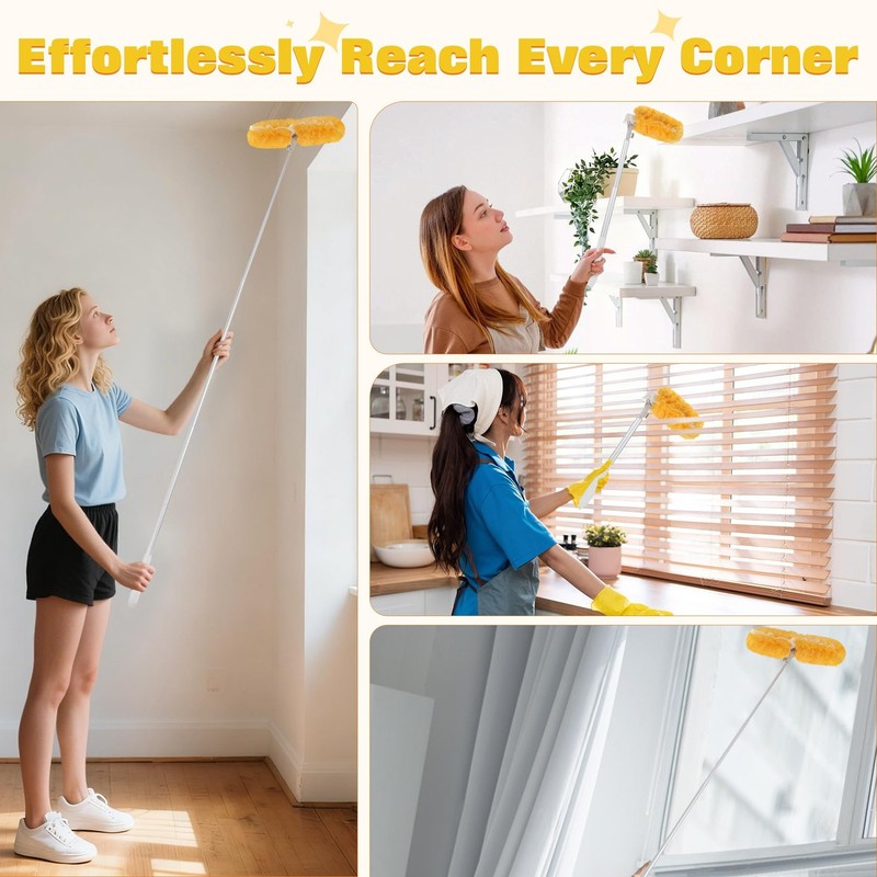 6 ft Extendable Duster Handle with 20 Pcs 360° Heavy Duty Refills Kit gallery