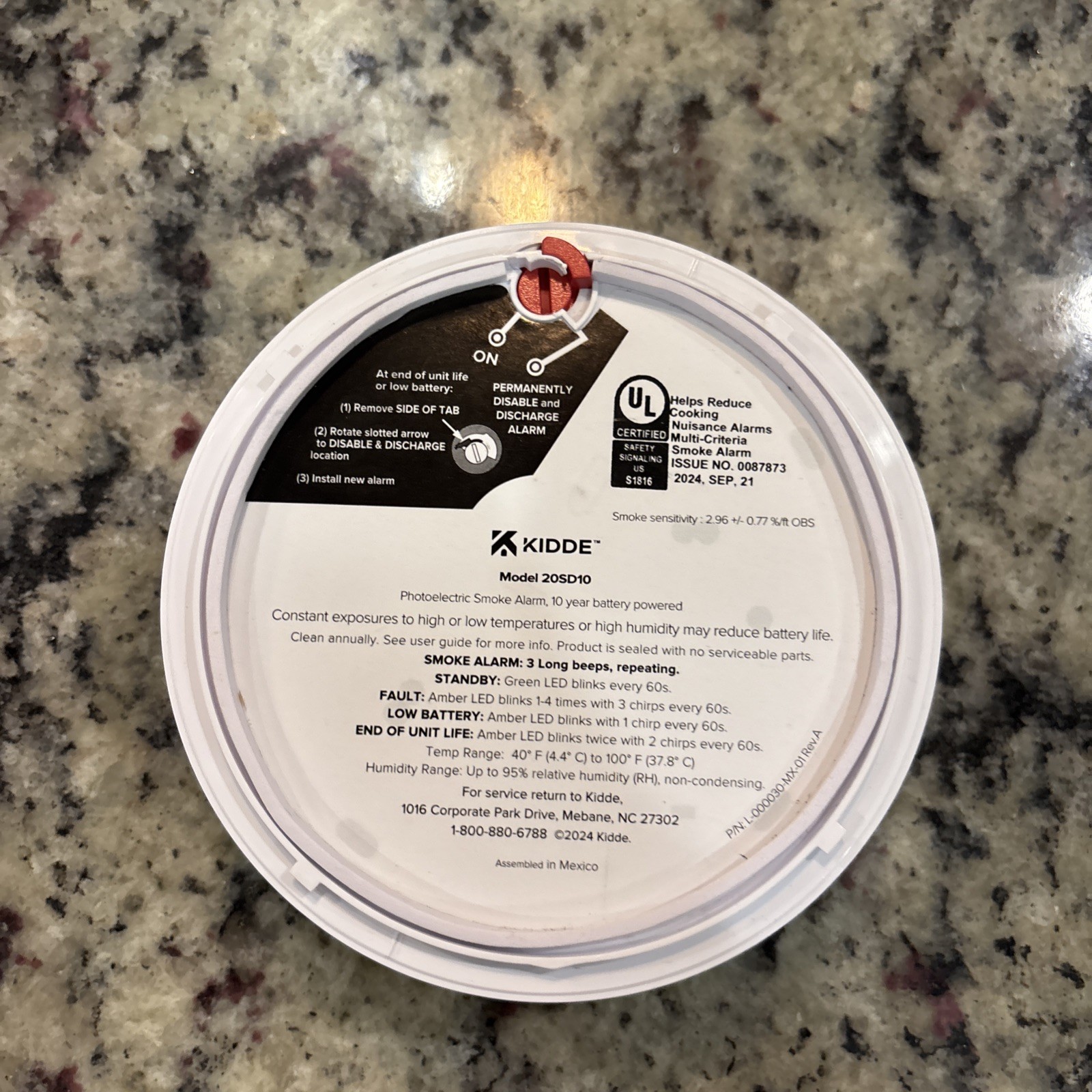 Kidde Detect Smoke Alarm Model 20SD10 Manuf 09/2024 *No Back Panel* gallery