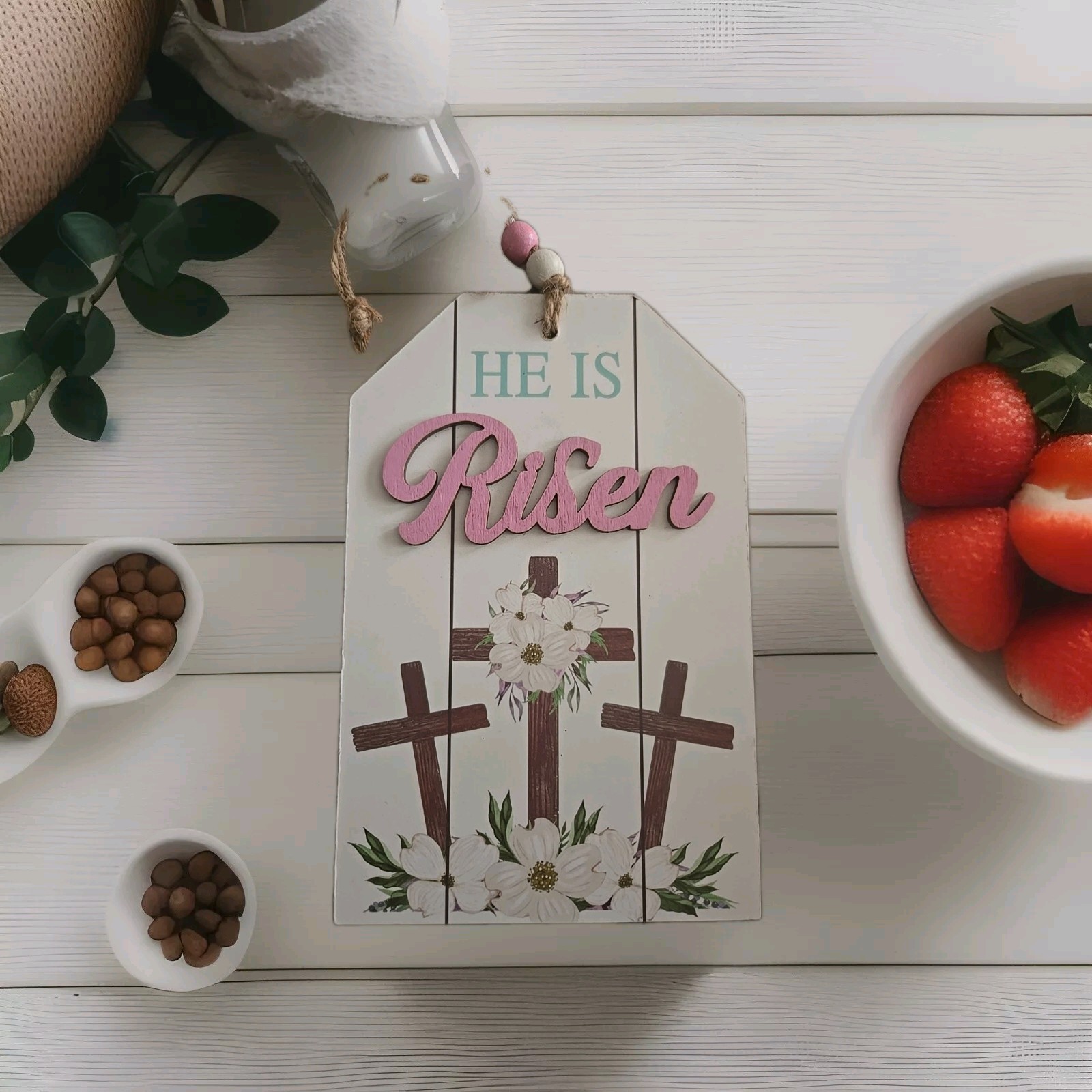 He Is Risen Easter Small 7" x 5" Hanging Sign -Brand New-SHIPS N 24 HRS gallery