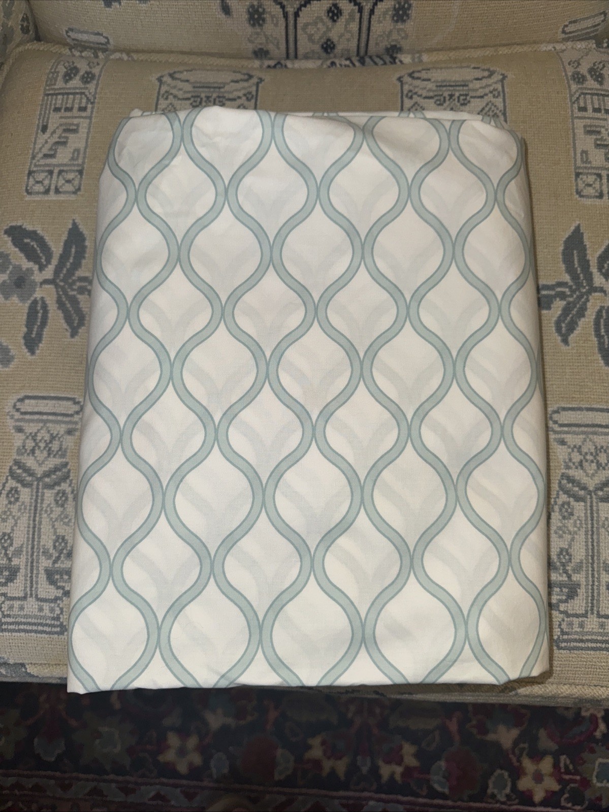 SFERRA White & Turquoise Duvet Comforter Cover TWIN 100% Egyptian Cotton Italy gallery
