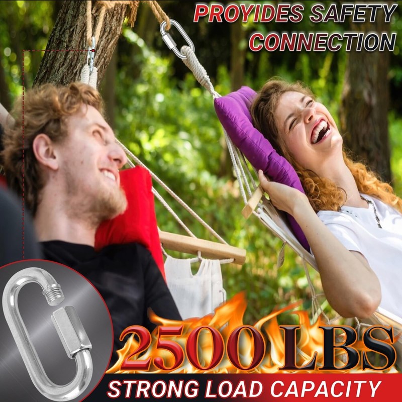 4.2" Chain Quick Links, 12Pcs 1/2" Heavy Duty Carabiner, 2500 LBS Capacity, H... gallery