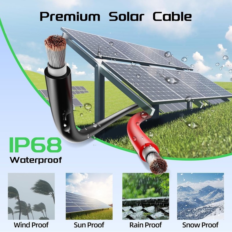 100ft Solar Panel Extension Cable 10AWG 6mm² Tinned Copper PV Cable Solar Wire gallery