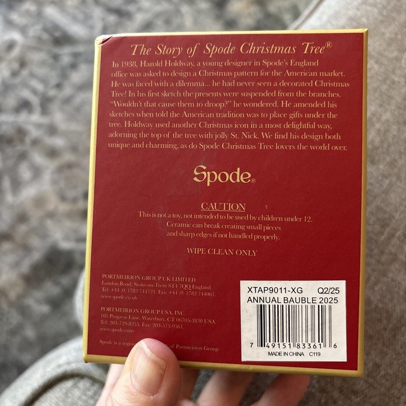 Spode Christmas Tree Annual Bauble 2025 Porcelain Ornament Plaid Tree Design gallery