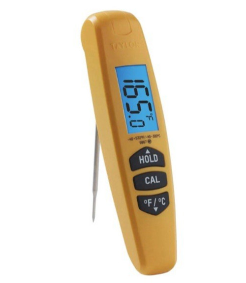 TAYLOR 9867FDA Folding Probe Thermometer, 10", Yellow, Antimicrobial Casing gallery