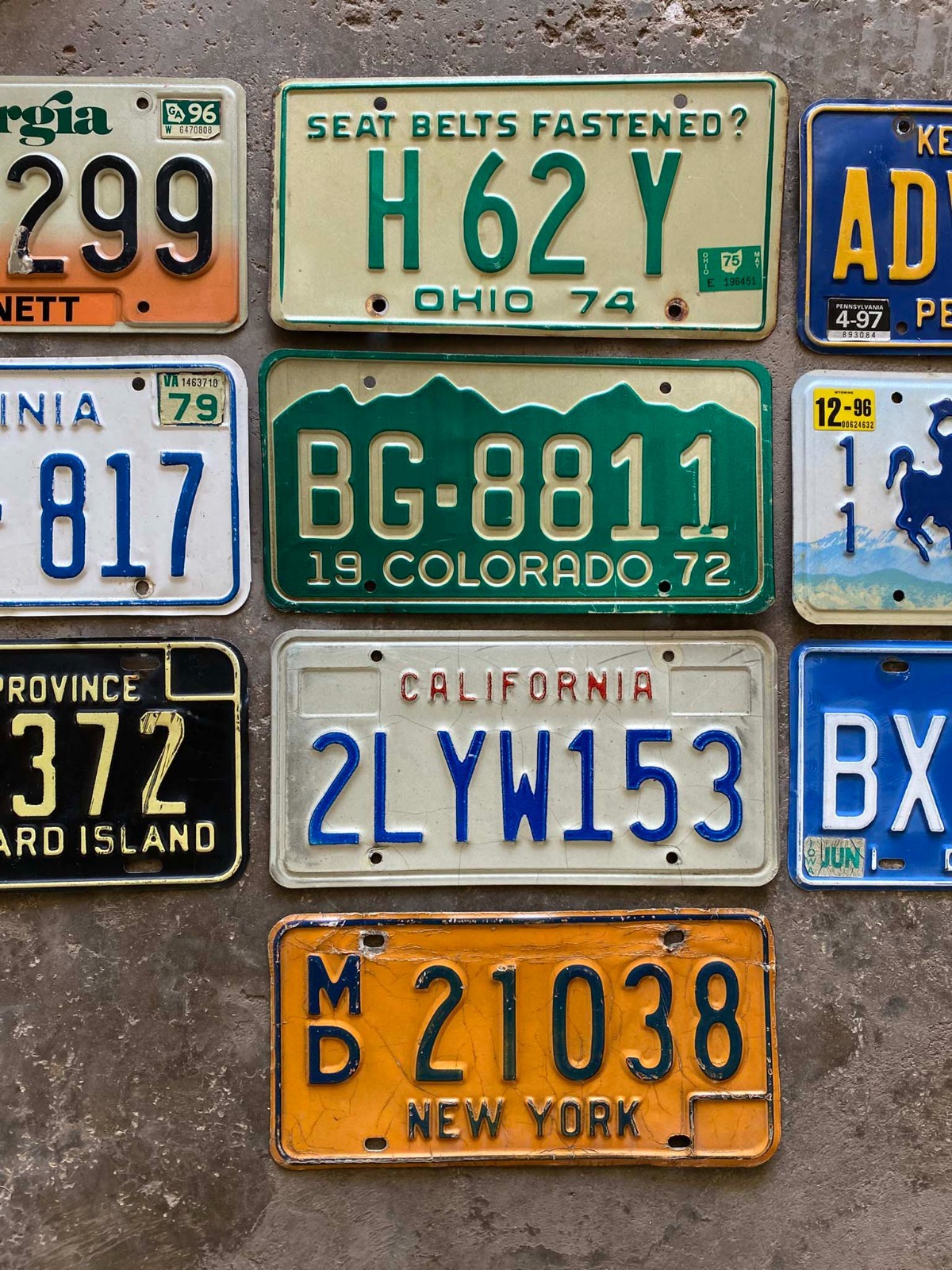 Vintage Craft Mixed State Canada Decorator Flea Market License Plate Lot of 10 gallery
