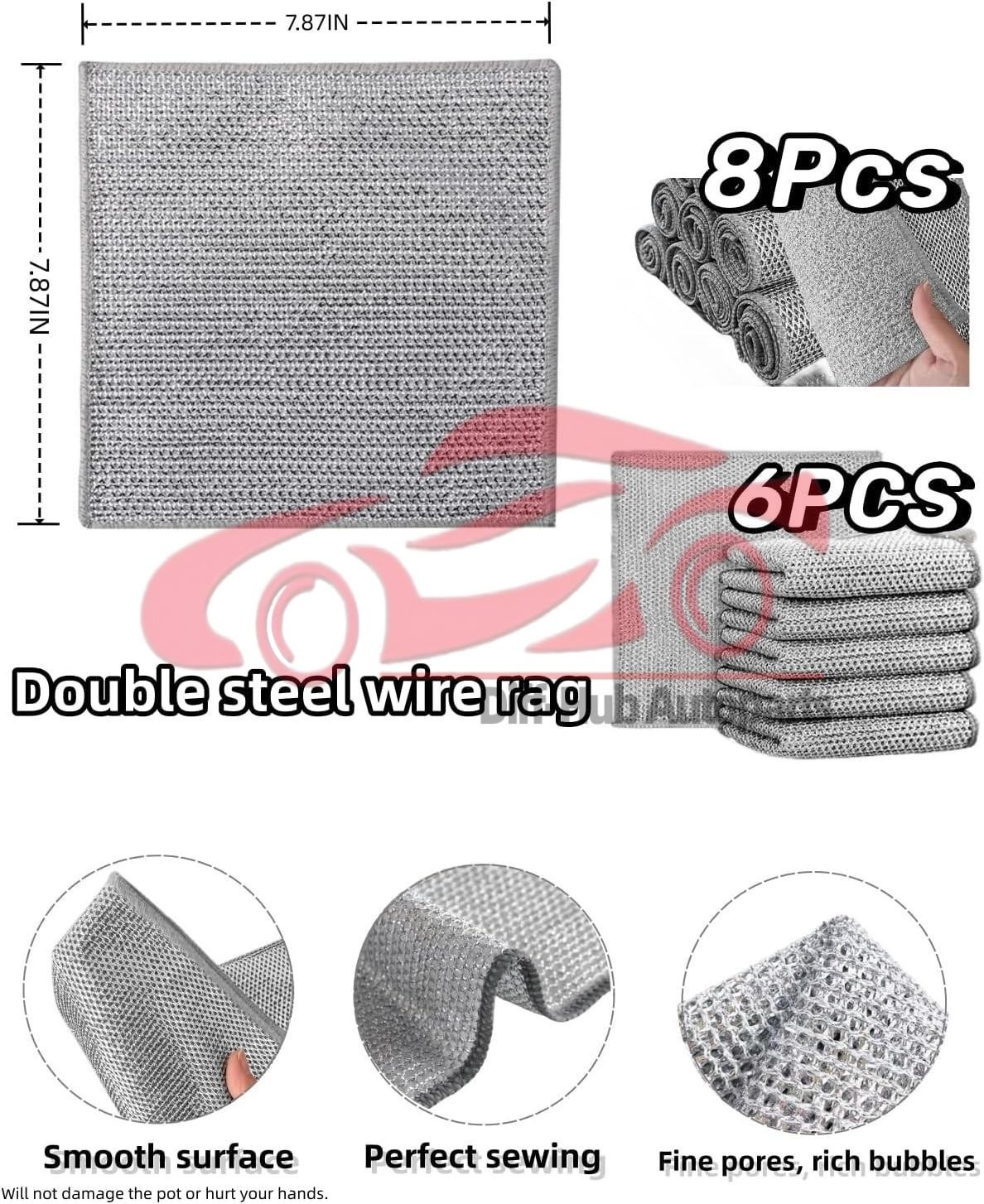 6 Pack Steel Wool Dishwashing Pads Multipurpose Mesh Dish Cloths Stainless Steel gallery