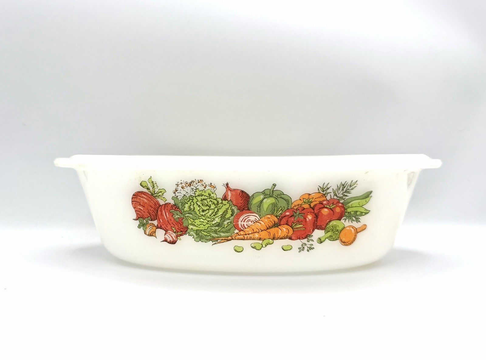 Glasbake Vegetable Medley 1-quart Casserole Dish J-235 Milk Glass gallery