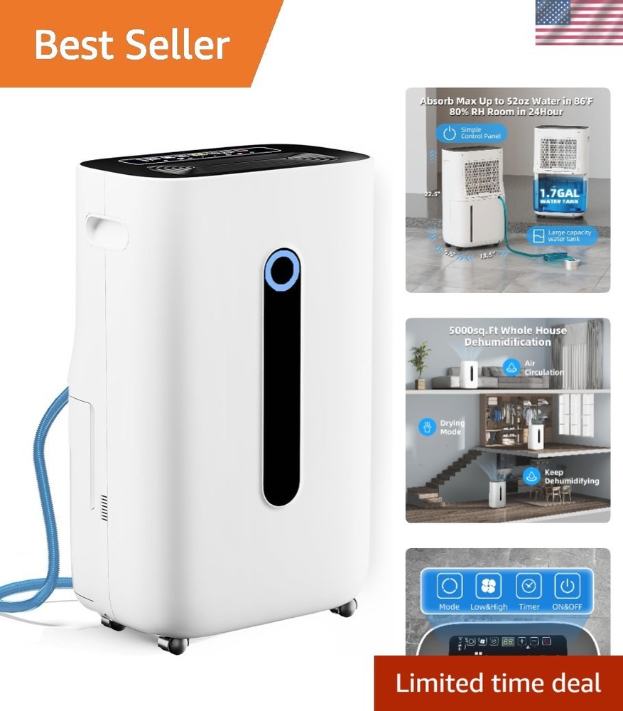 High-Performance 80 Pint Dehumidifier - Continuous Drainage & Energy Saving