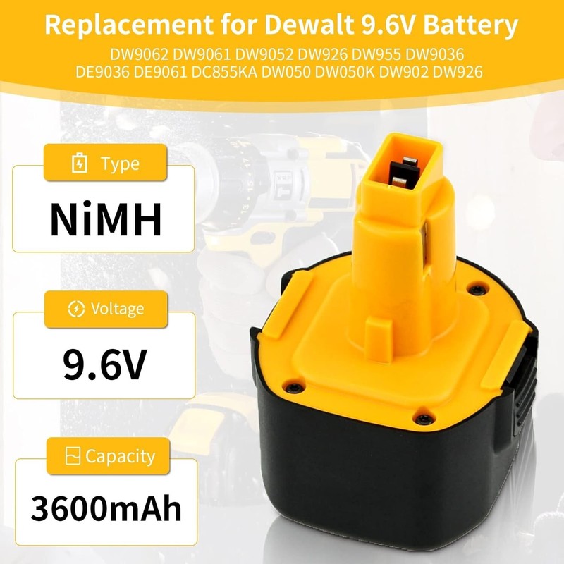 2/4PACK 9.6V Replacement for Dewalt 9.6 Volt Battery DW9062 DW9061 DE9036 DE9062 gallery