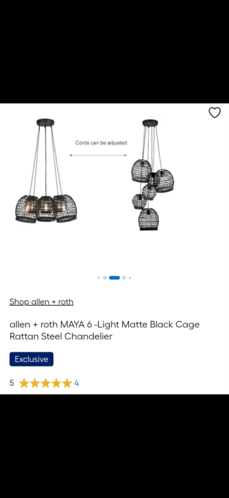 allen + roth MAYA 6-Light Matte Black Rattan Steel Modern Chandelier gallery