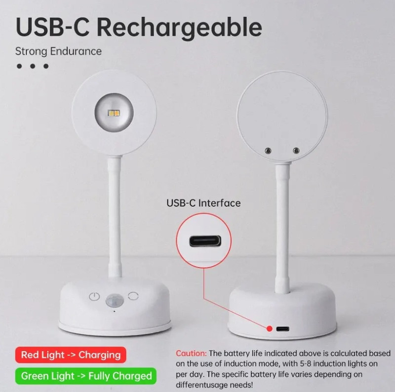 1pc Motion Sensor Night Light – USB Rechargeable LED Wall Lamp Indoor - NEW gallery