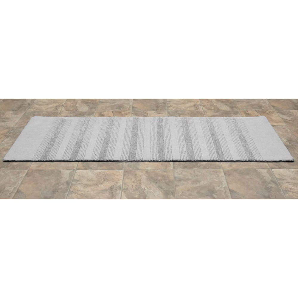 22"x60" Nylon Washable Bathroom Rug Runner Gray - Garland Rug gallery