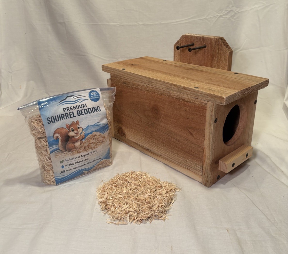 Solid Cedar Backyard Squirrel House Nesting Box - Wooden Wildlife Box W Bedding gallery