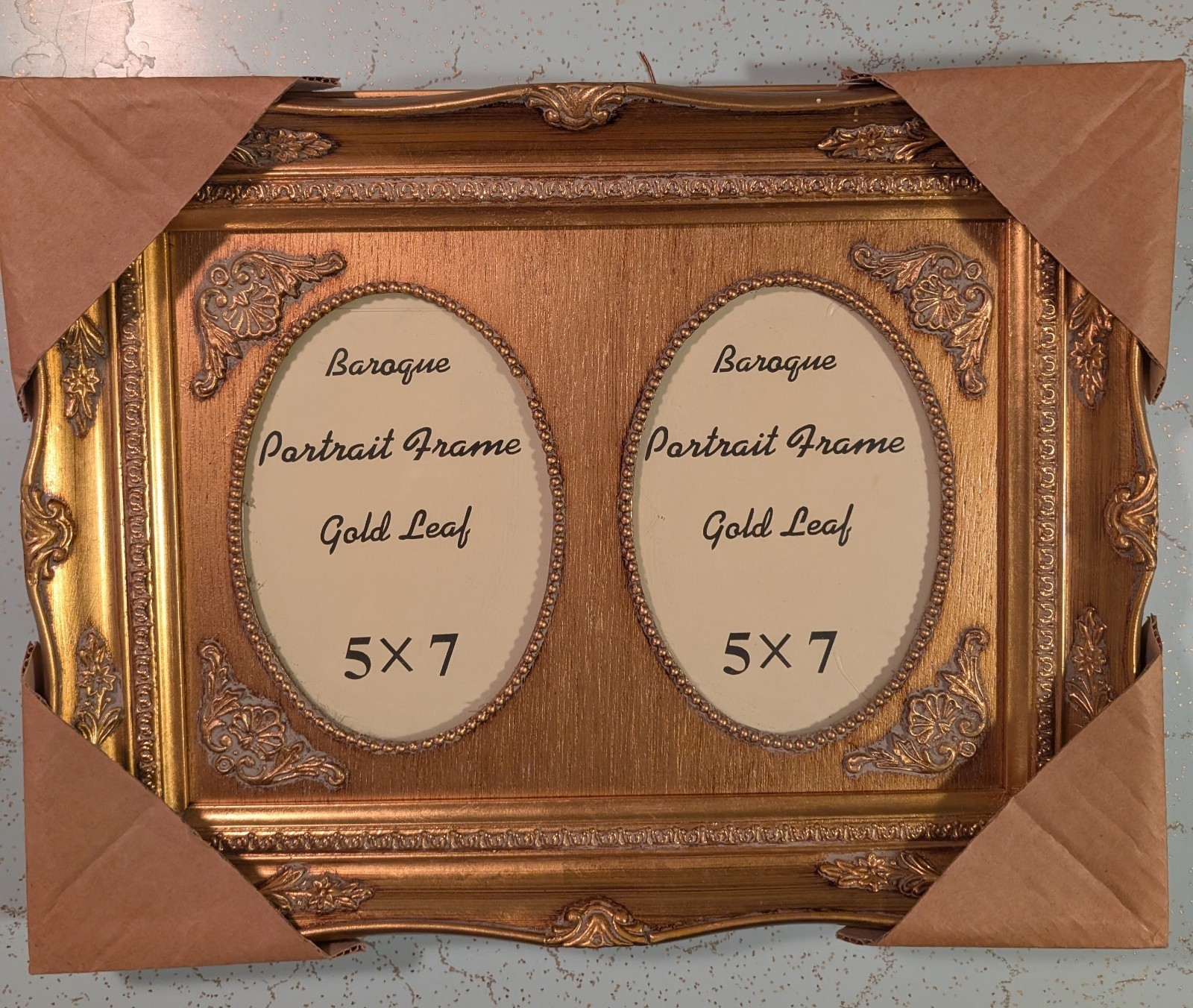 Ornate Double Oval Picture Frame Rectangle Gold Finish Holds Two 5x7 Oval gallery