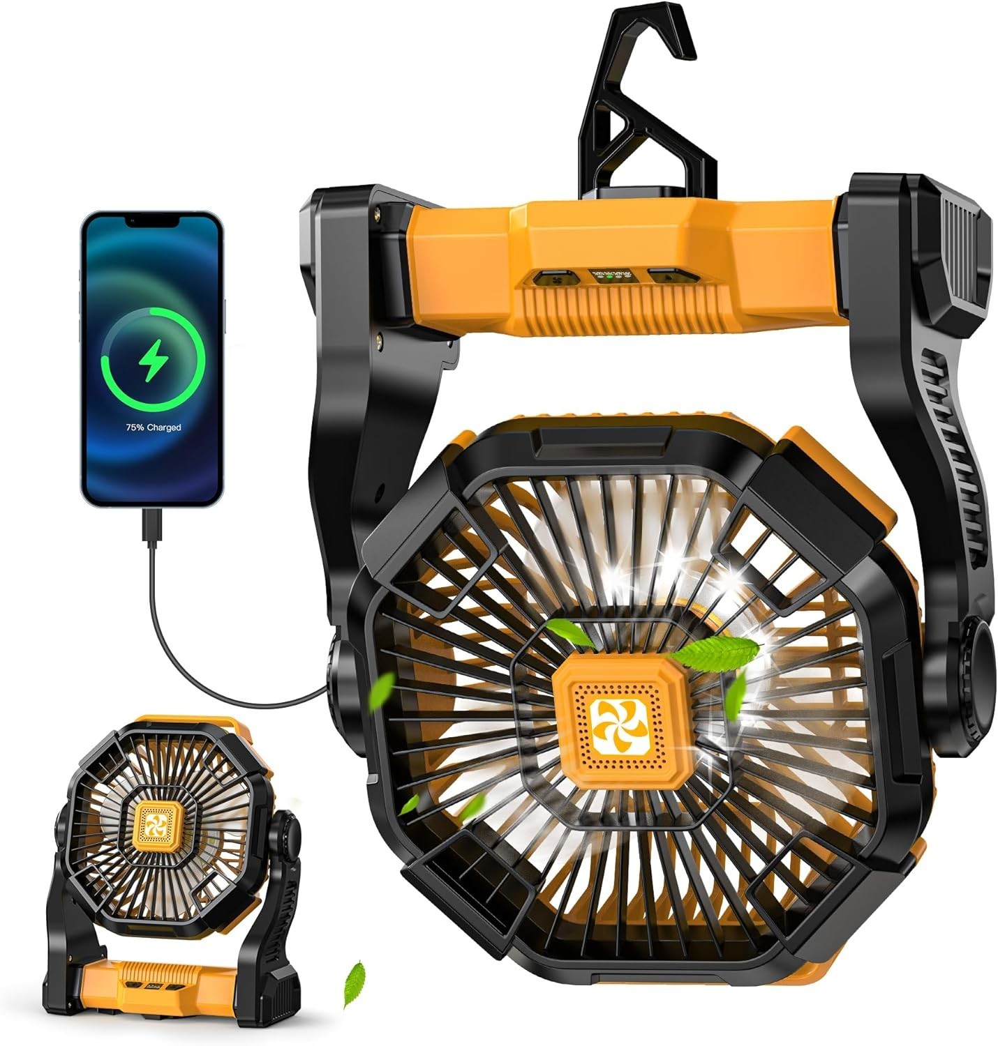 Camping Fan with LED Lantern USB Rechargeable Battery Powered Tent Fan Portable gallery
