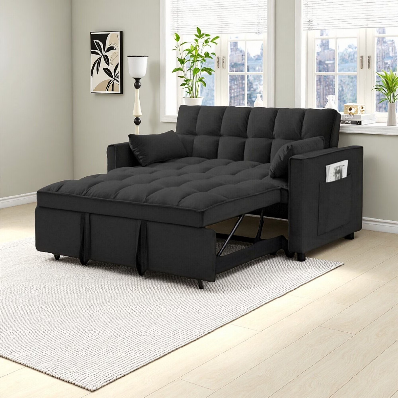 3 in 1 Convertible Sleeper Sofa Bed, Velvet Pull Out Futon Couch gallery