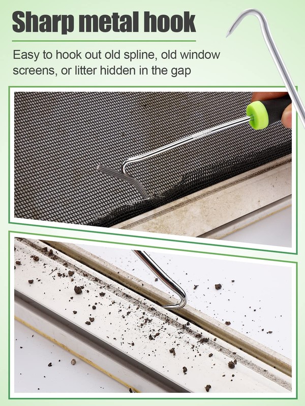 3 in 1 Screen Repair Kit with Screen Roller 32 ft Spline Removal Hook gallery