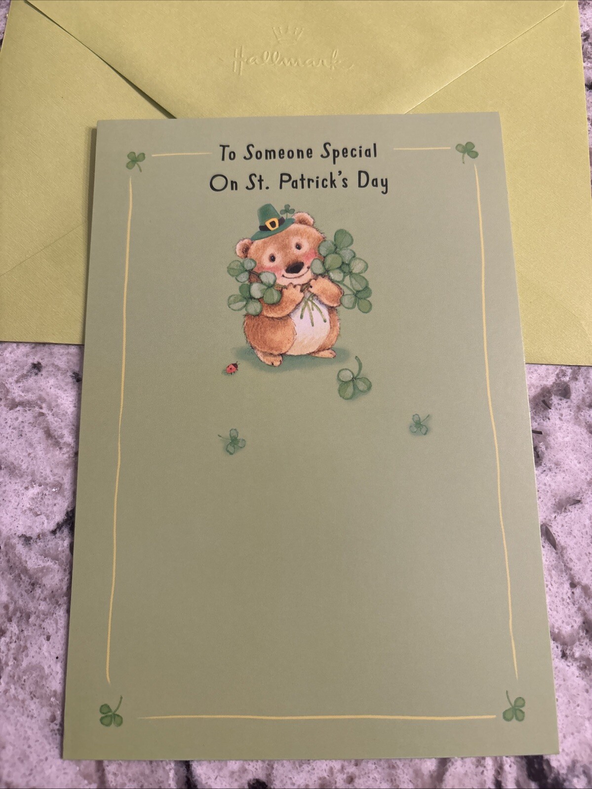 St. Patrick’s Day To Someone Special Cute Bear 5”x7” Hallmark Greeting Card gallery