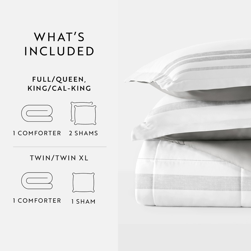 Kaycie Gray Striped Patterned Reversible Comforter gallery