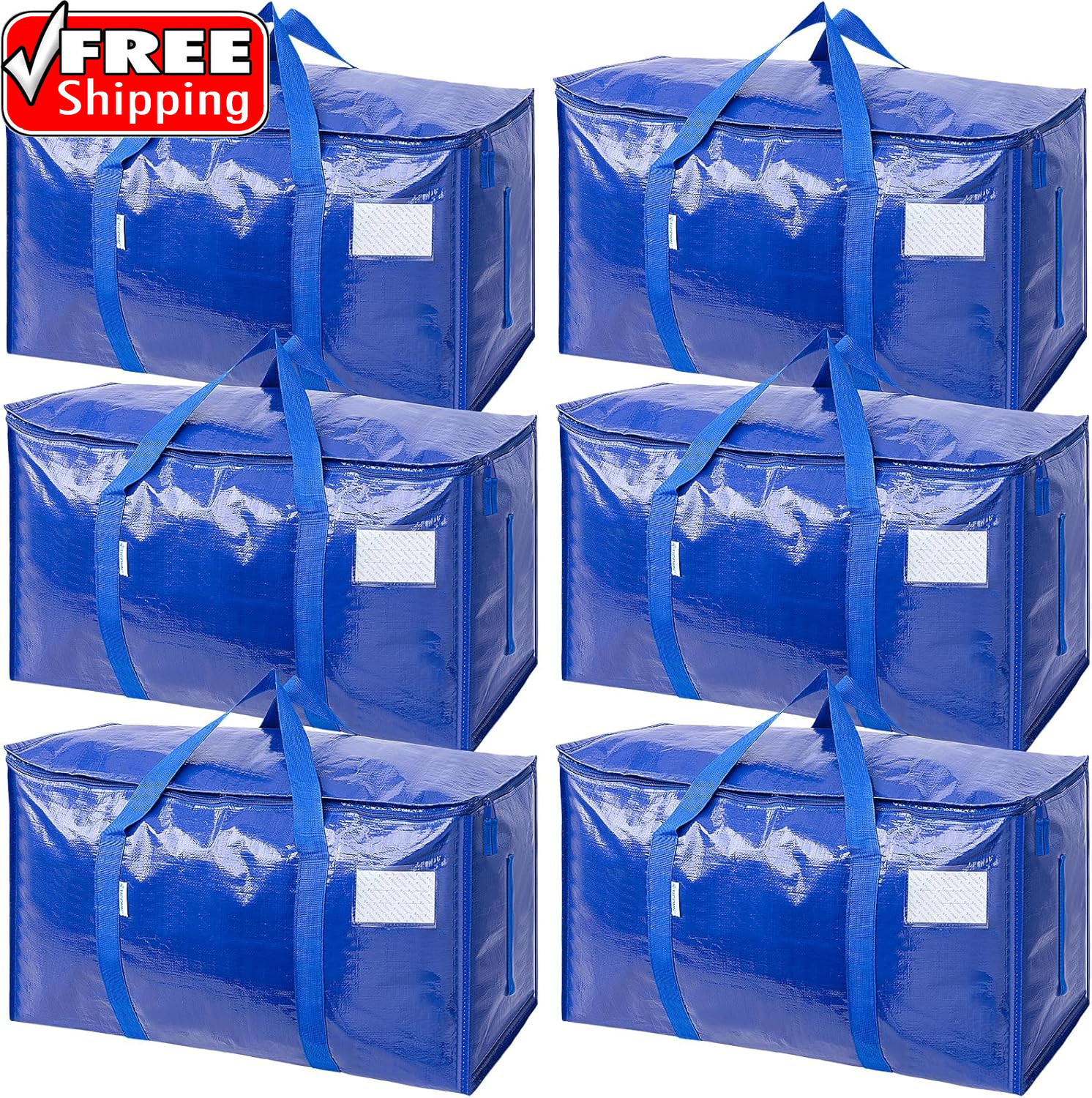 6 Pack Extra Large Moving Bags Heavy Duty with Zippers & Carrying Handles, Durab gallery