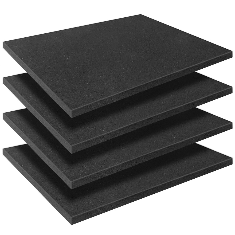 Black Polyurethane Foam Inserts for Cases 4 Pcs 16 x 12 x 0.5 Inch Cuttable P...