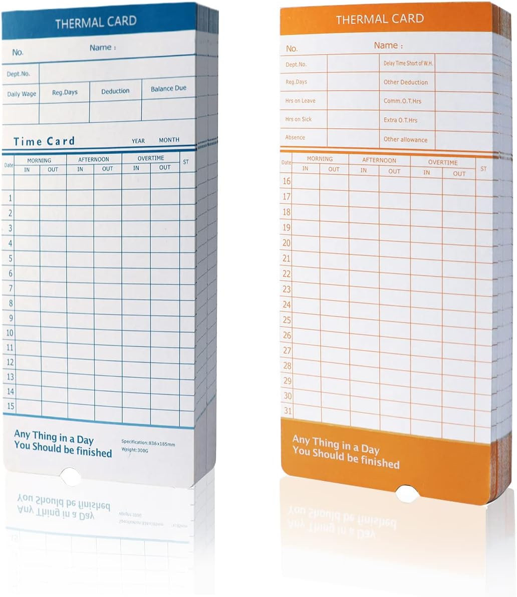 Thermal Time Cards 50Pcs,Monthly, 2-Sided,7.3×3.3Inches Weekly Employee Time She gallery