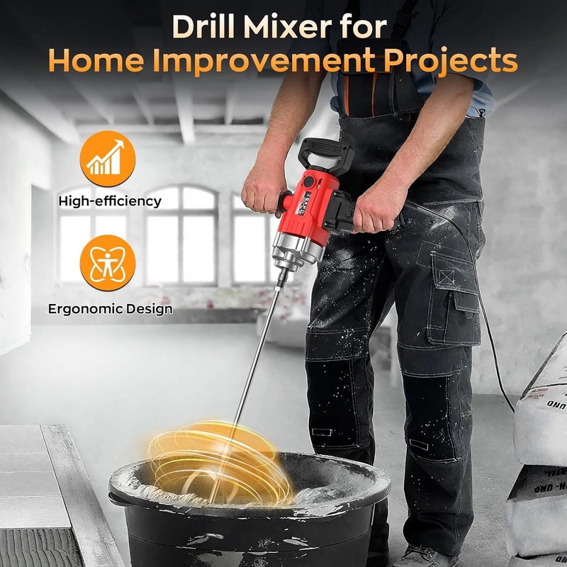 2500W 15A Drill Mixer, Variable Speed Corded Cement Mixer,5/8" Heavy Duty Drill gallery