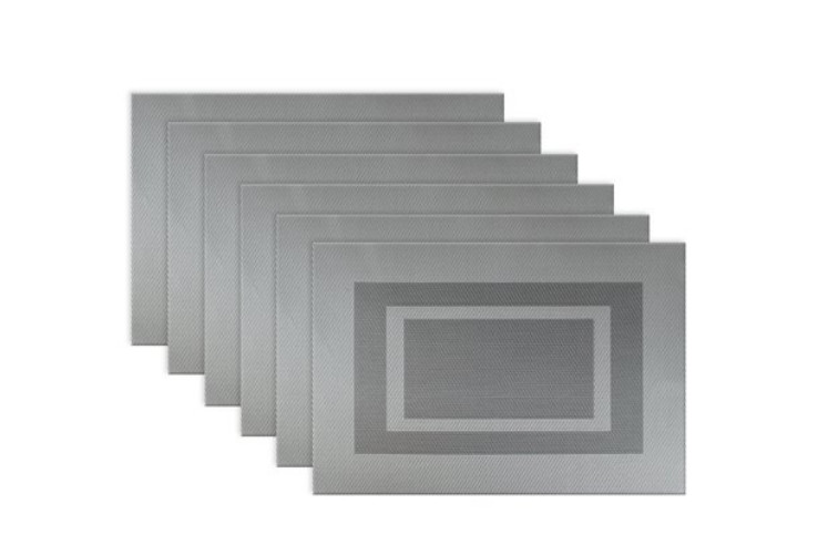 Polyvinyl Chloride Doubleframe Placemat, Set of 6 - Grey gallery