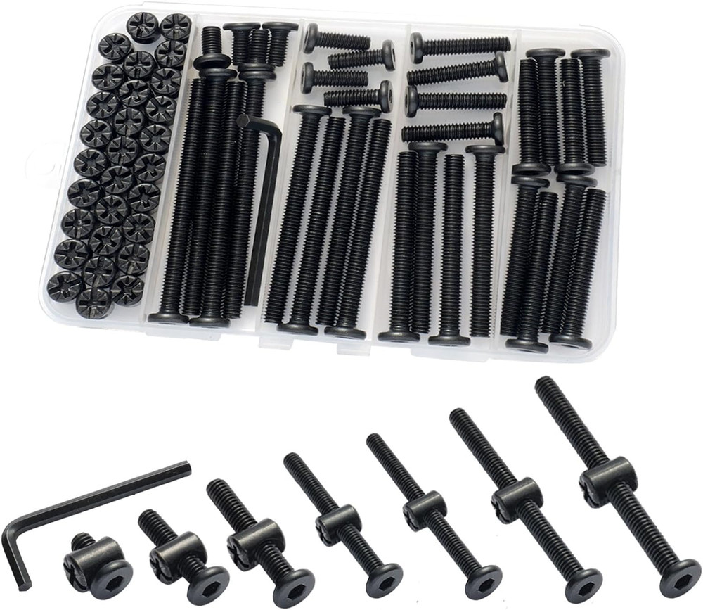 Crib Screws Hardware Replacement Kit,Socell Black（M6x12mm---75mm), Black