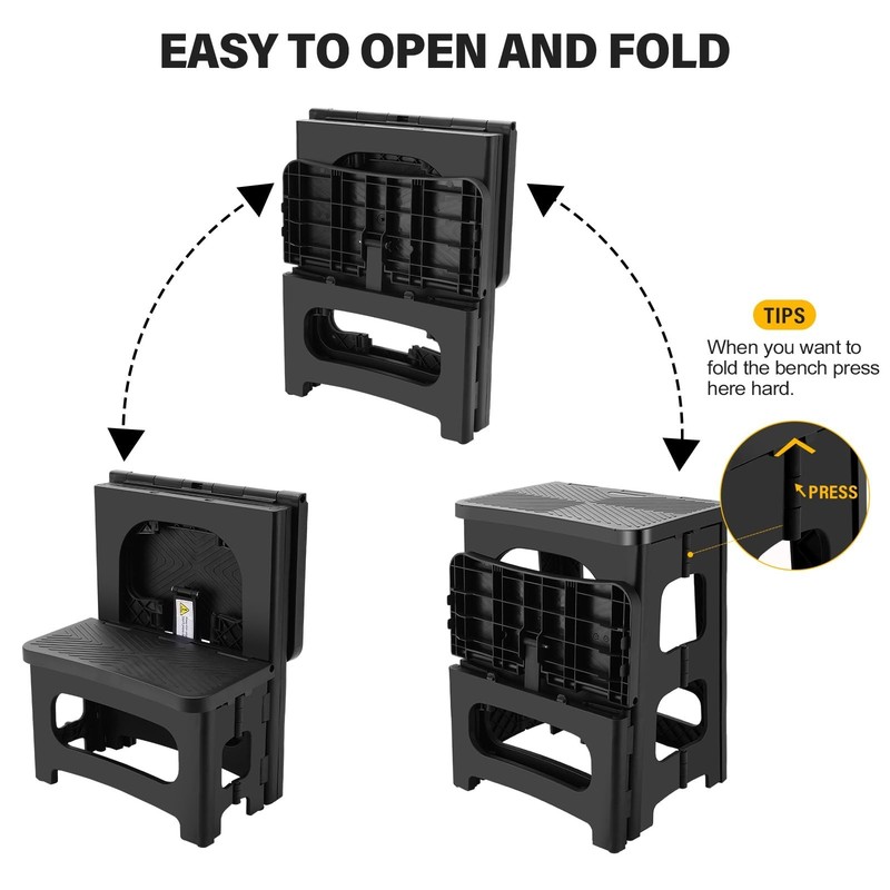 Folding 2-Step Stool Non-Slip Collapsible Portable Footstool Hold up to 300 lbs gallery