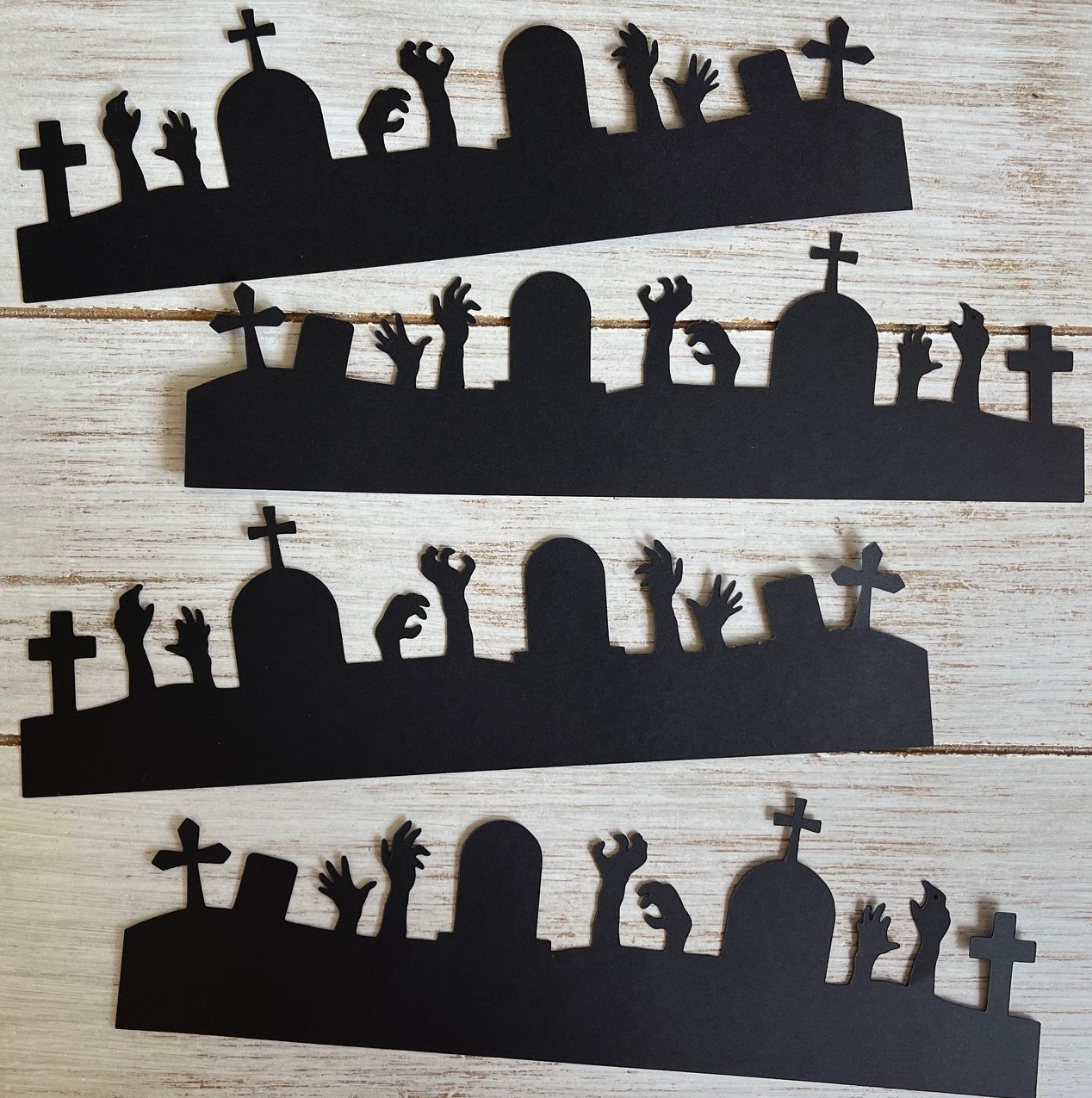 8 Paper graveyard cutouts Die cuts Halloween card making scapbooking Spooky gallery